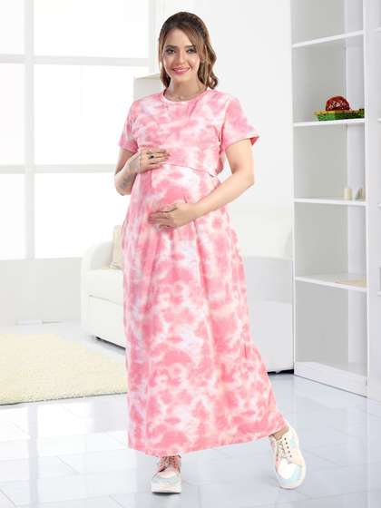 MomsBae Women
                        Printed Maxi Nightdress