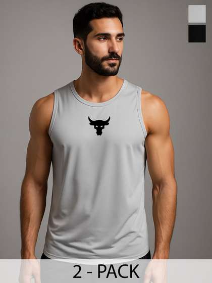 Progo Men Pack Of 2
                        Printed Round Neck Gym Vests