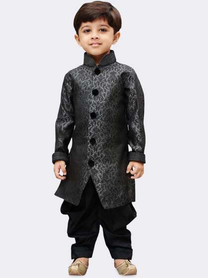 JBN Creation Boys
                        Floral Printed Mandarin Collar Sherwani With
                        Dhoti Pants