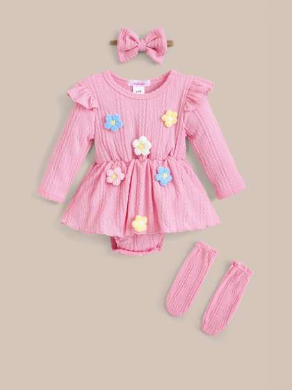 Hopscotch Pink Floral
                    Applique Onesie