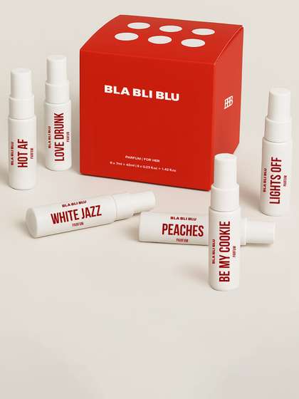 BLA BLI BLU Set Of 6
                        Women Hot AF, Love Drunk, White Jazz, Be My
                        Cookie Perfume -7 ml Each