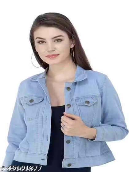 FLASTEENO Girls Solid Denim Jacket