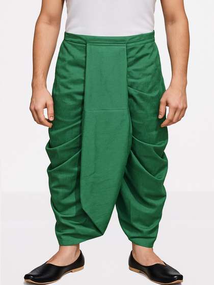 AMIT ONLINE Men
                        Green Solid Dupion Silk Plain Dhoti Pants