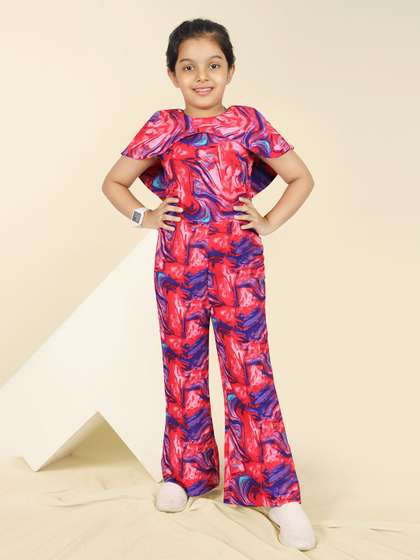 BAESD Girls Girls
                      Printed Round Neck Cotton Basic Jumpsuit