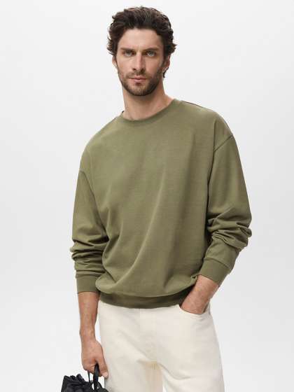 MANGO MAN Round Neck
                        Pure Cotton Boxy Sweatshirt