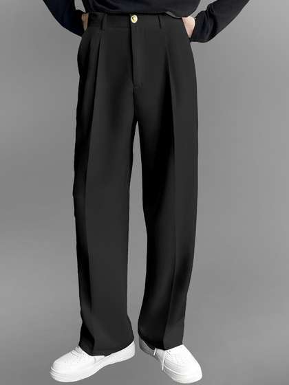TRIBE Men Relaxed
                        Loose Fit Pleated Korean Pant