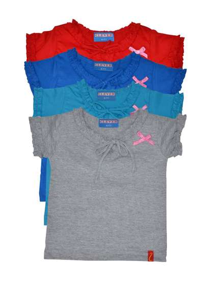 CLEVER Girls Pack of 4
                    Round Neck Peplum Top