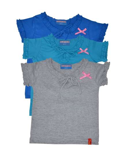 CLEVER Pack of 3 Girls
                      Tie-Up Neck Top
