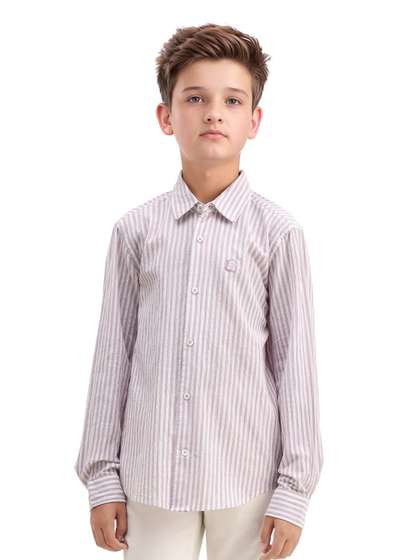 RARE ONES Boys Spread
                    Collar Striped Cotton Opaque Shirt