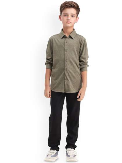 RARE ONES Jomok-B Boys
                    Regular Fit Mid-Rise Linen Chinos Trousers