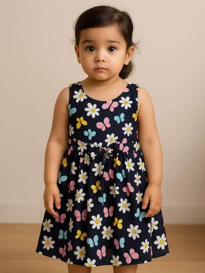YK Girls Polyester Fit
                    and Flare Dresses