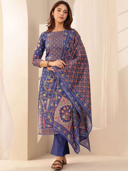 Libas Women Ethnic
                        Motifs Printed Kurta with Trousers &
                        Dupatta