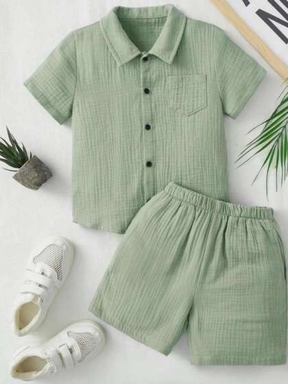 KAVYA FASHION Unisex
                      Kids Printed Shirt With Shorts Clothing Set