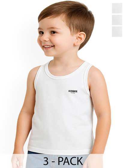 KidBee Boys Pack Of 3
                    Cotton Basic Vests
                    1006-VST-445-3PC-VST-445-White-3PC