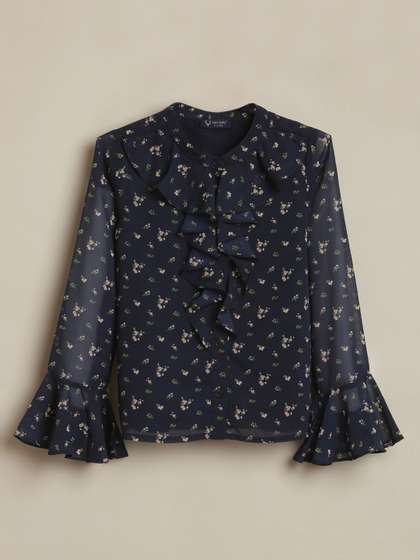 Allen Solly Junior Girls
                    Floral Print Bell Sleeve Ruffles Top