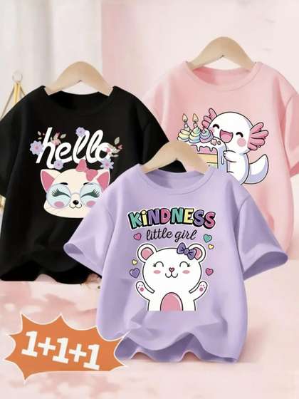 DAMN GUD DG Kids-Unisex
                    Black Cotton Tshirts