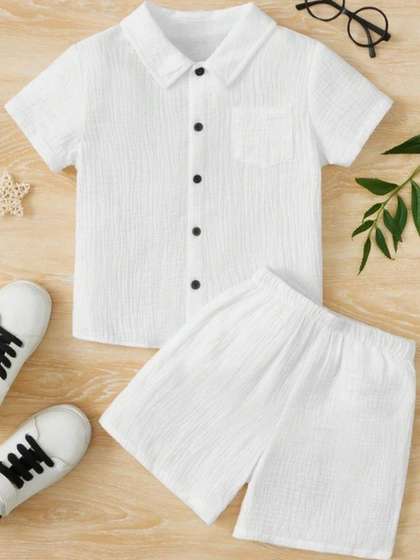KAVYA FASHION Kids Solid
                    Cotton Shirt with Shorts