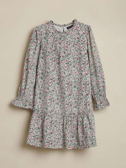 Allen Solly Junior Girls
                    Floral Printed Bell Sleeves Knee Length Drop-Waist
                    Dress