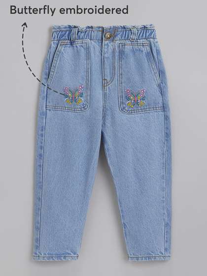 Hopscotch Girls
                      Regular Fit Mid-Rise Cotton Embroidered Denim
                      Jeans