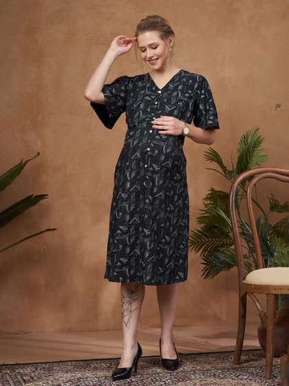 LOVELY MOM'S A-Line Cotton Midi Dress