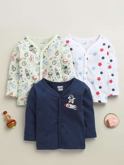BUMZEE Boys Pack Of 3
                    Printed Cotton Jhablas