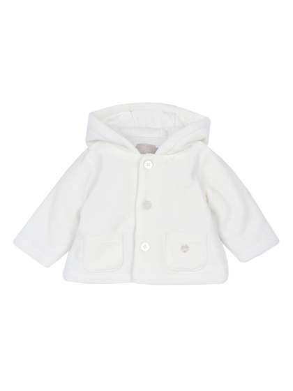 Chicco Infants Hooded
                    Faux Fur Trim Open Front Jacket
