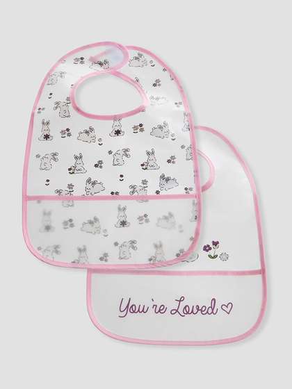 Juniors by Babyshop
                    Infant Girls Pack Of 2 Bunny Printed Bibs With Hook
                    & Loop Closure