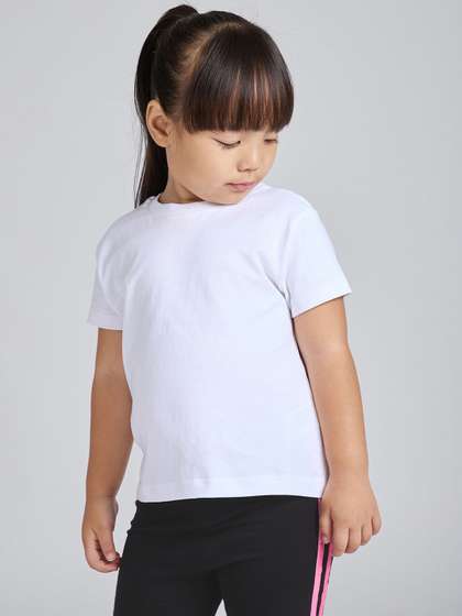 Hopscotch Girls White
                    Round Neck Cotton Short Sleeves T-shirt