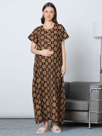 MomToBe Women
                        Printed Maternity Maxi Nightdress