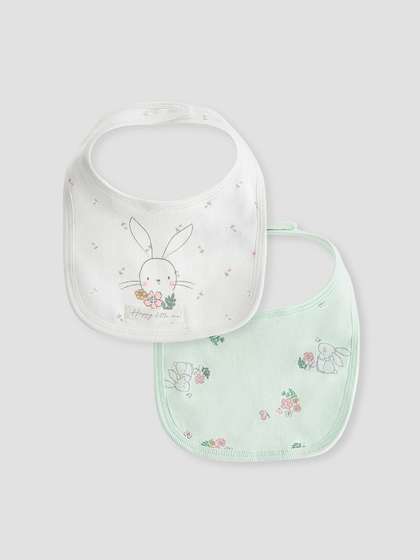 Juniors by Babyshop
                      Girls Pack Of 2 Bunny Printed Cotton Bibs