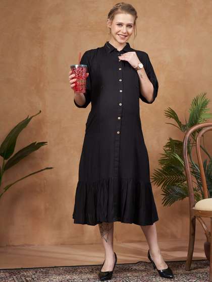 LOVELY MOM'S Maternity A-Line Midi Dress