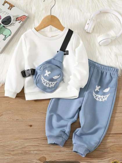 FAHAD CREATIONS Boys
                    Long Sleeves Sweatshirt With Joggers