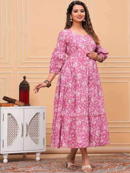 Style Heaven Women
                        Floral Printed Pure Cotton Maternity Angrakha
                        Kurti