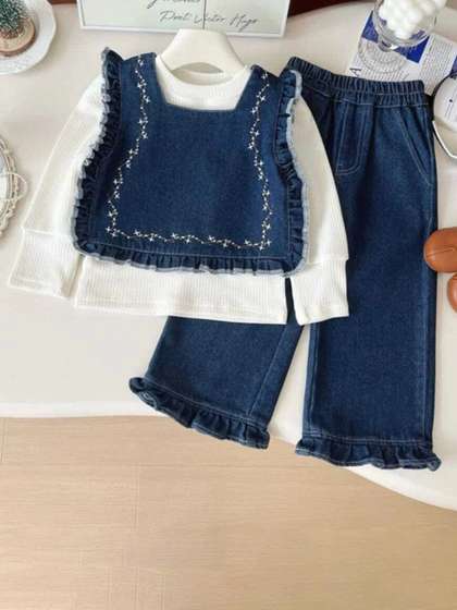 I NAINA DRESSES
                        Girls Long Sleeves Sweatshirt With Jeans &
                        Top