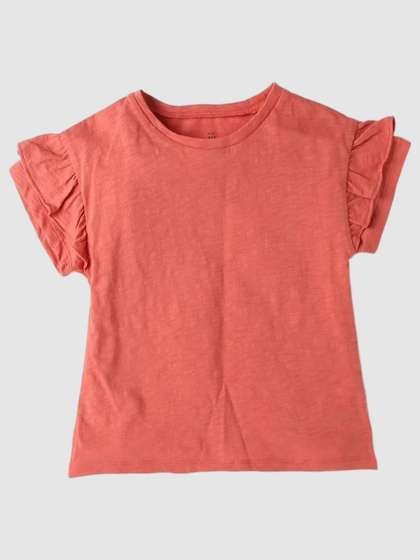 GAP Girls Pure Cotton
                    Crew Neck Ruffle Flutter Top
