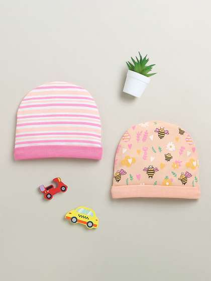 BUMZEE Girls Pack of 2
                    Printed Cotton Beanies