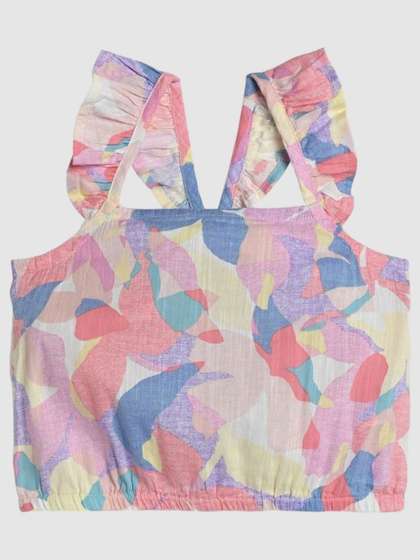 GAP Girls Abstract Print
                    Flutter Sleeves Ruffle Crop Top