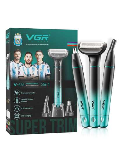 VGR V-625 Professional
                      3-IN-1 Grooming Trimmer Kit for Body Nose Ear
                      & Eyebrow