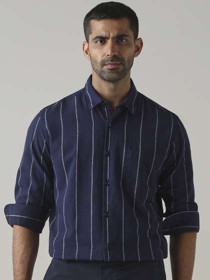 Price History of Mufti Men Slim Fit Striped Formal Shirt from