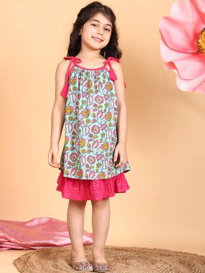 Sangria Girls Cotton
                    Printed A-Line Dress