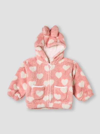 Juniors by Babyshop
                    Girls Hooded Conversational Printed Lightweight
                    Sherpa Jacket