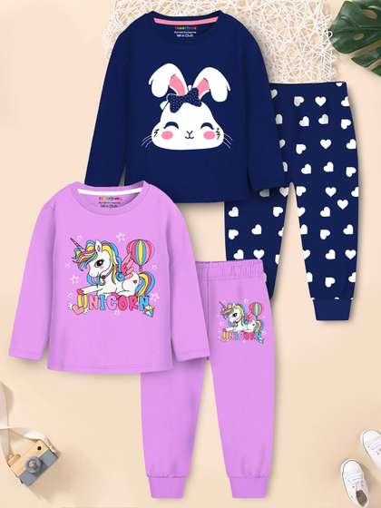 YK X Trampoline
                          Girls Pack Of 2 Printed Long Sleeves T-shirt
                          With Joggers