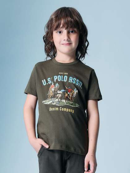 U.S. Polo Assn. Kids
                    Boys Brand Logo Printed Round Neck Pure Cotton
                    T-shirt