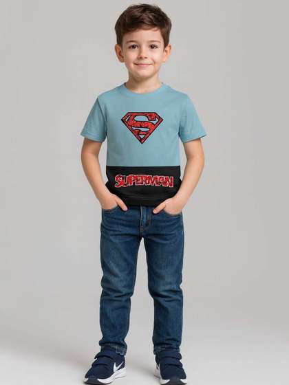 YK X Minute Mirth Boys
                    Superman Printed Cotton T-shirt