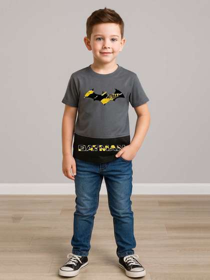 YK X Minute Mirth Boys
                    Batman Printed Cotton T-shirt