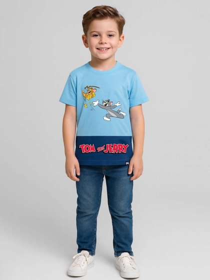YK X Minute Mirth Boys
                    Tom & Jerry Printed Cotton T-shirt
