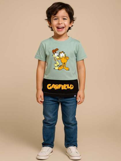 YK X Minute Mirth Boys
                    Garfield Printed Cotton T-shirt