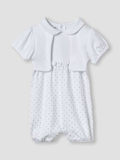 Giggles by Babyshop
                    Infant Girls Printed Cotton Shirt Collar Neck
                    Rompers With Overlay