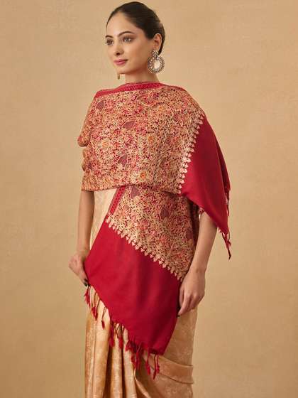 Pashmoda Floral
                        Embroidered Nazrana Kaani Woolen Shawl