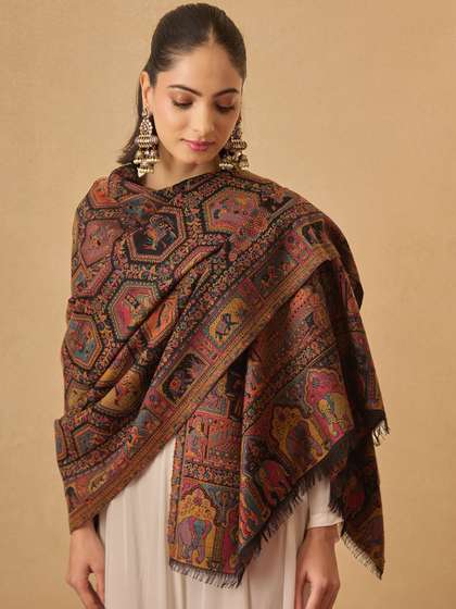 Pashmoda Ethnic
                          Motifs Woven Design Woollen Shawl